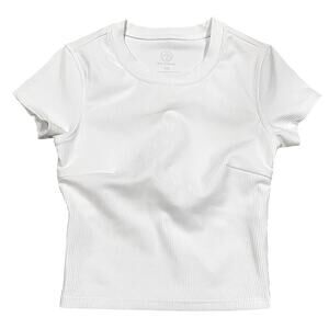 Move Theology White Ribbed Crop Top with Open back Cutout Detail Size XS